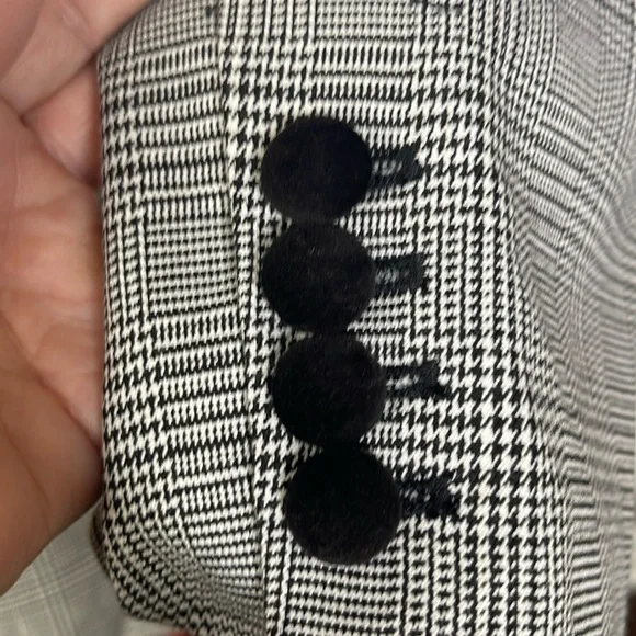 Tall Plaid Velvet Collar Long Modern Blazer Sz 14 - Picture 8 of 13